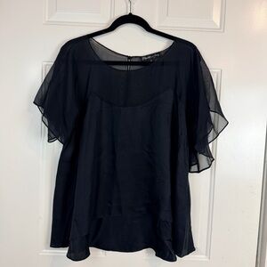 Elizabeth and James black silk blouse sz medium